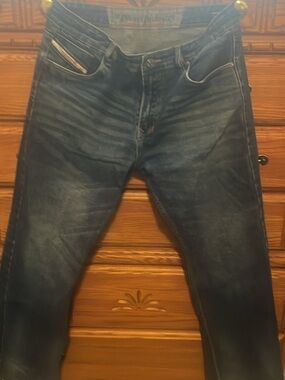 Diesel Industry Men's Relaxed Fit Washed Dark Blue Jeans